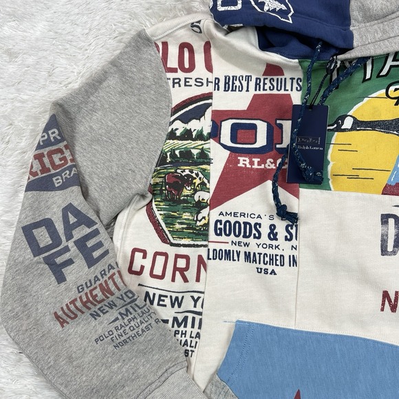 Polo Ralph Lauren Hoodie Polo Country Patchwork Multi Logo Mens Large Dry Goods - Picture 4 of 13